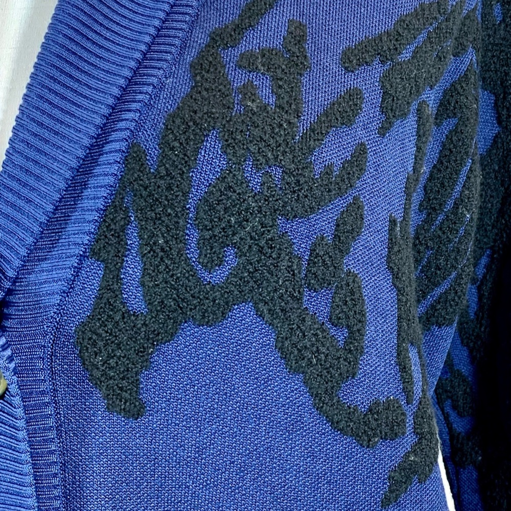 New Tibi Blue Oversized Cardigan with Black Jacquard Detailing, Originally $395 - Picture 8 of 9